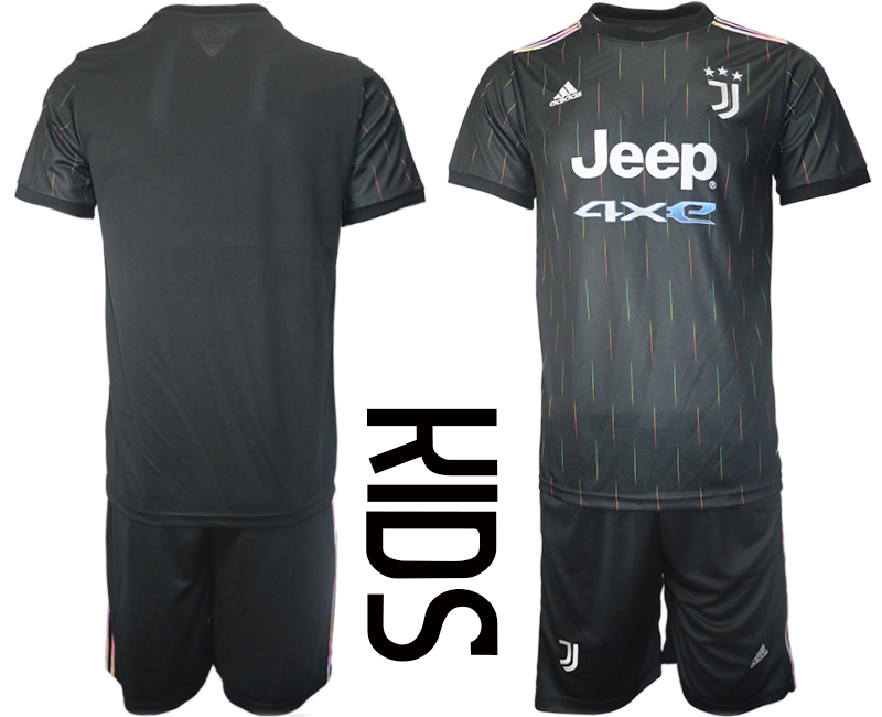 Youth 2021-2022 Club Juventus away black blank Soccer Jersey